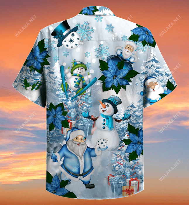 Blue Christmas Santa Claus Hawaiian Shirt