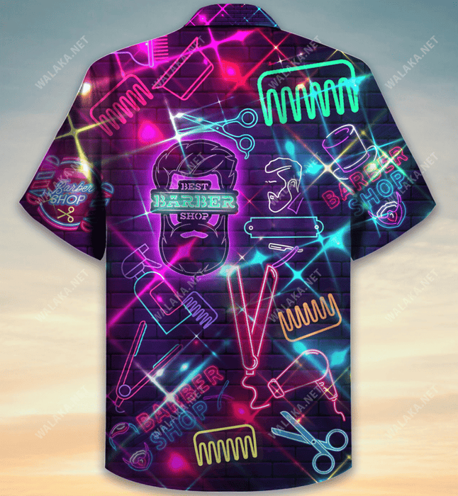 Look Into Neon Barber Shop Unisex Hawaiian Shirt