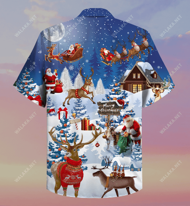 Santa Rides Reindeer To Christmas 2020 Hawaiian Shirt