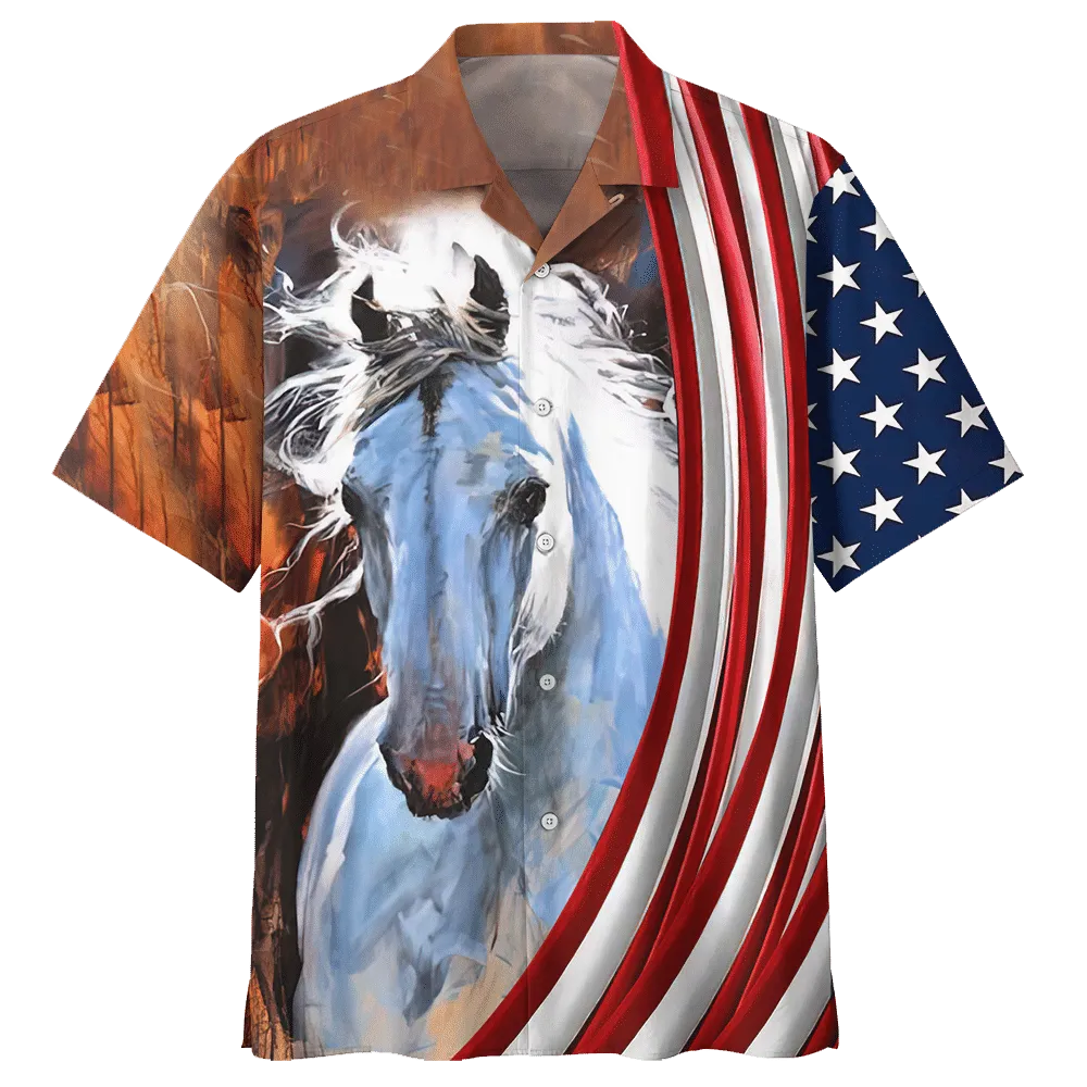 White Horses Leave Hoofprints On Your Heart American Hawaiian Shirt