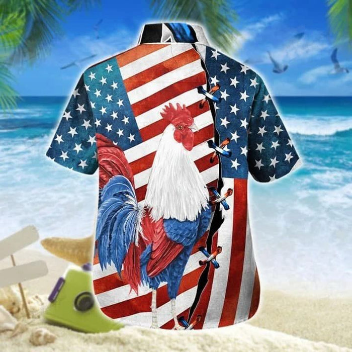America Rooster - Happy Fouth Of July Hawaiian Shirt