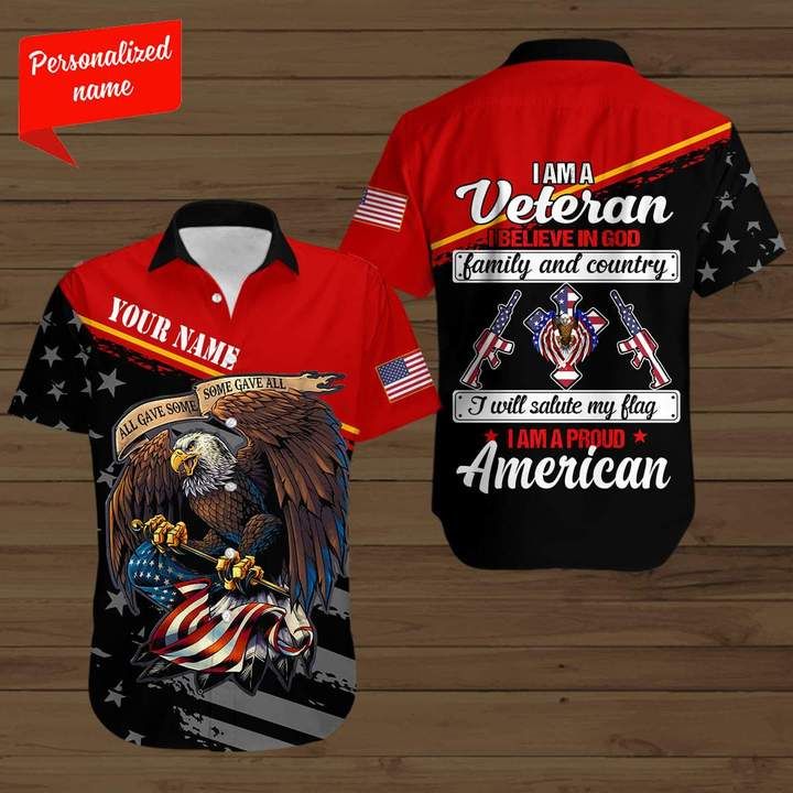 Patriot Eagle I Believe In God I Am A American Customize Name Hawaiian Shirts