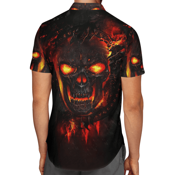 Flame Skull Pattern Unisex Hawaiian Shirt