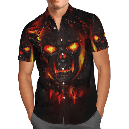Flame Skull Pattern Unisex Hawaiian Shirt