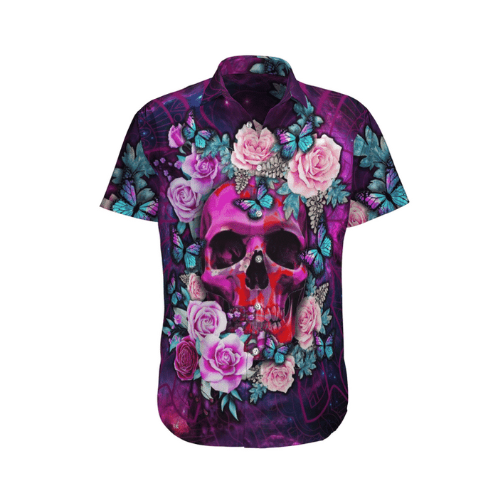 Skull Rose Pattern Unisex Hawaiian Shirt