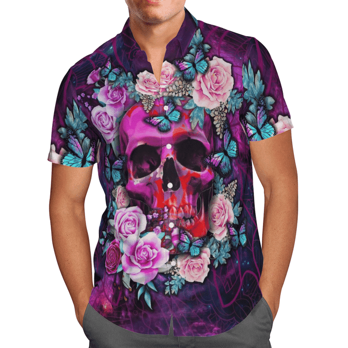 Skull Rose Pattern Unisex Hawaiian Shirt