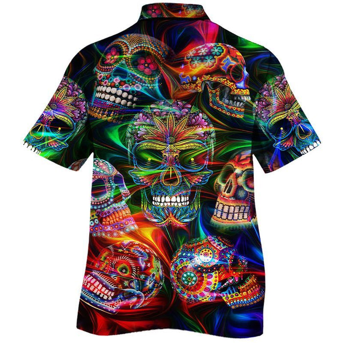 Sugar Skull Art Pattern Unisex Hawaiian Shirt