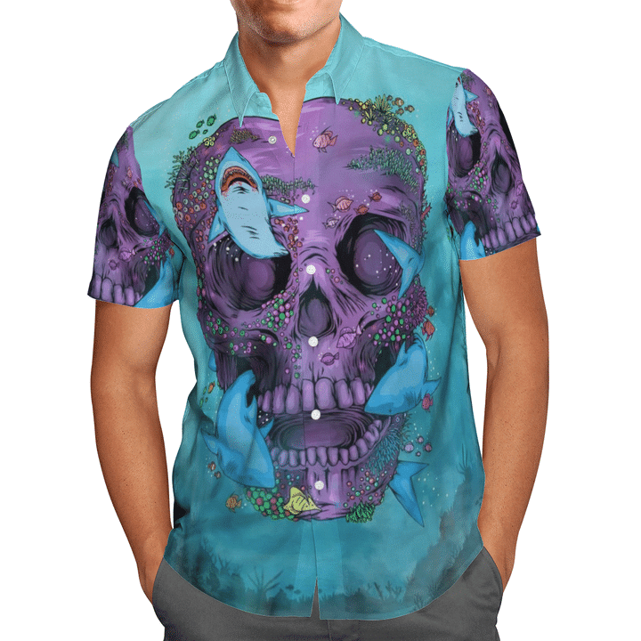 Shark Skull Art Unisex Hawaiian Shirt