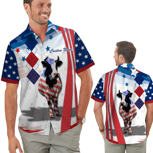 Dairy Cows - American Flag 4th Of July Personalized Hawaiian Shirt