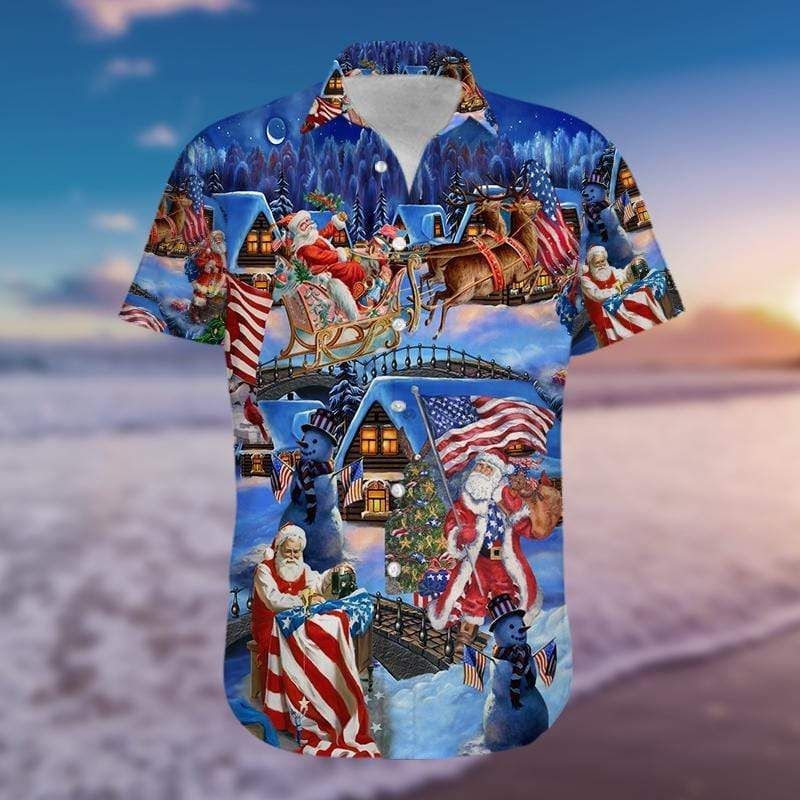 Santa At The North Pole - America 4th Of July Hawaiian Shirt