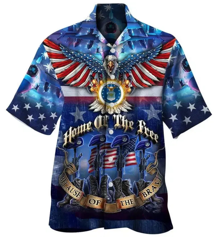 Home For The Free Because Of The Brave Air Force Portal Celebrate Fourth Of July Hawaiian Shirt