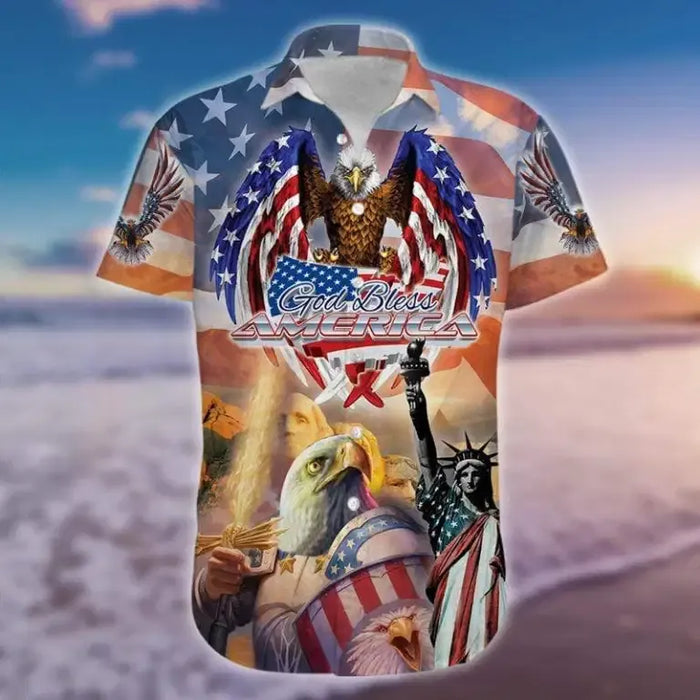 God Bless American Patriotic Eagle Hawaiian Shirt