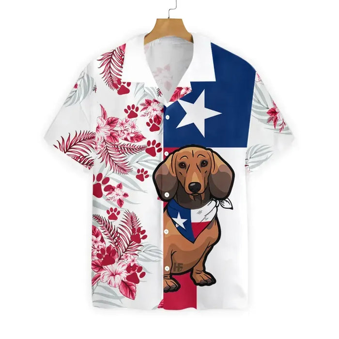 Dachshund Shirt - Dachshund Texas Flag Dog Hawaiian Shirt