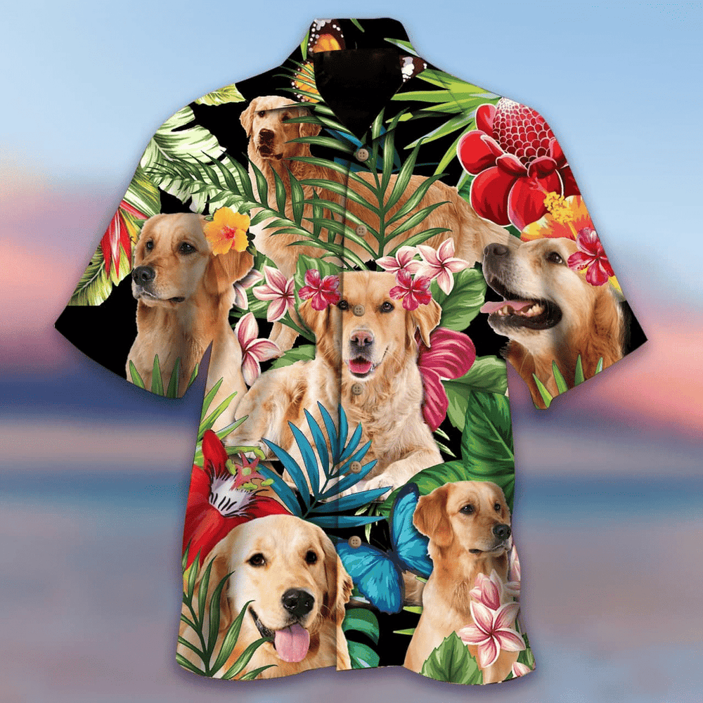 Golden Retriever Shirt - Golden Retriever Have Fun In Vegas Vacation Dog Hawaiian Shirt