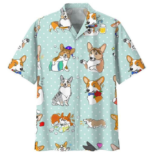 Corgi Shirt - Welsh Corgi Puppies Dog Hawaiian Shirt