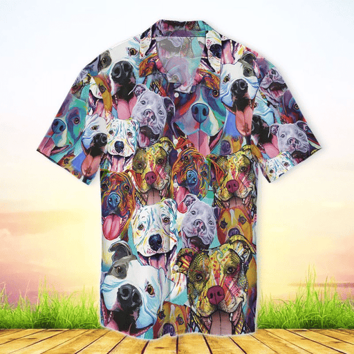Pit Bull Dog Shirt - Colorful Pit Bull Unisex Hawaiian shirt