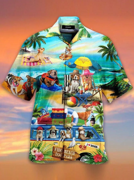 Dog Shirt - Funny Dogs On Summer Beach - Dog Hawaiian Shirt