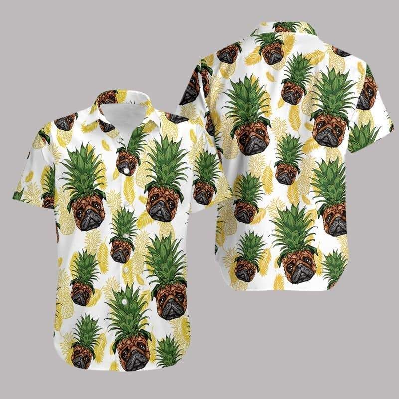 Pugs Dog Shirt - Pineapple Head Dog Love Hawaiian Shirt