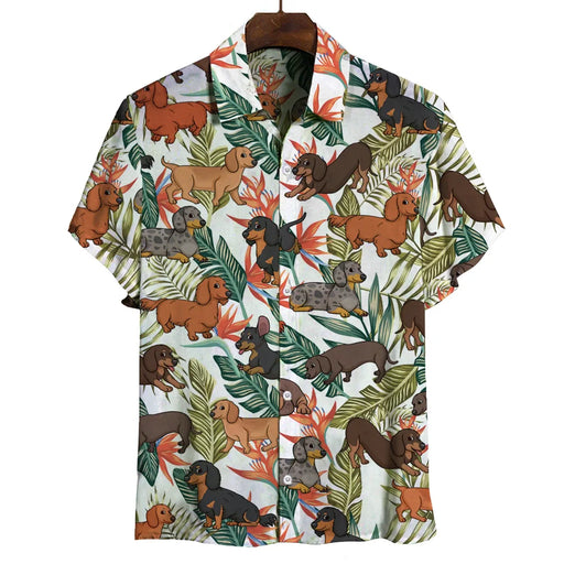 Dachshund Dog Shirt - Leaf Pattern Dog Hawaiian Shirt