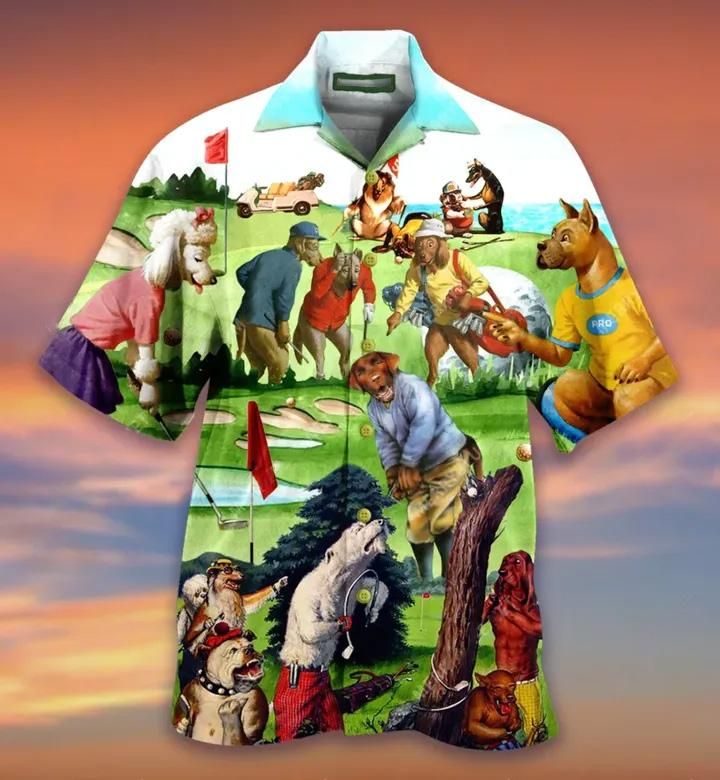Dog Shirt - Paws And Play Golf Dog Hawaiian Shirt