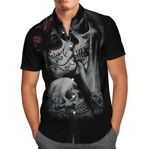 Couple Skull Art - Skull Unisex Hawaiian Shirt