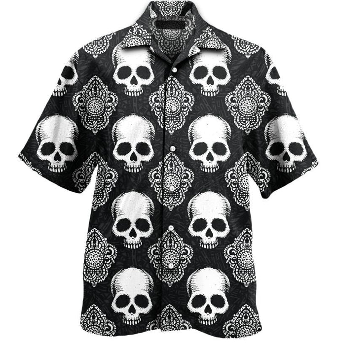 White Skull Art - Skull Unisex Hawaiian Shirt