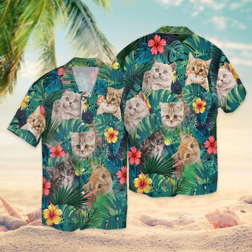 Cat Shirt - Tropical Cute Cat Hawaiian Shirt