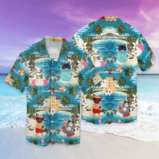 Cat Shirt - Tropical Cute Kittens Play On The Beach Hawaiian Shirt