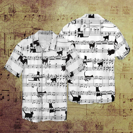 Black Cat Shirt - Black Cat Play With Music Hawaiian Shirt