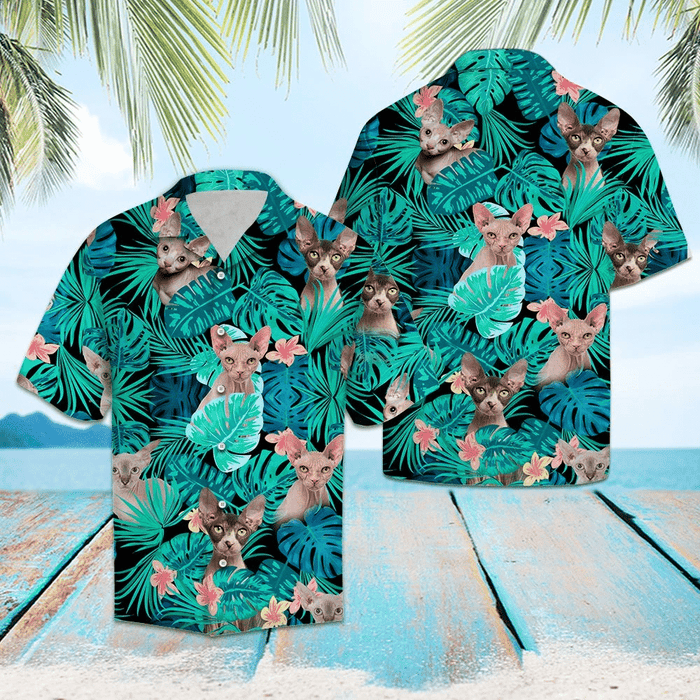 Sphynx Cat Shirt - Tropical Sphynx Cat Hawaiian Shirt