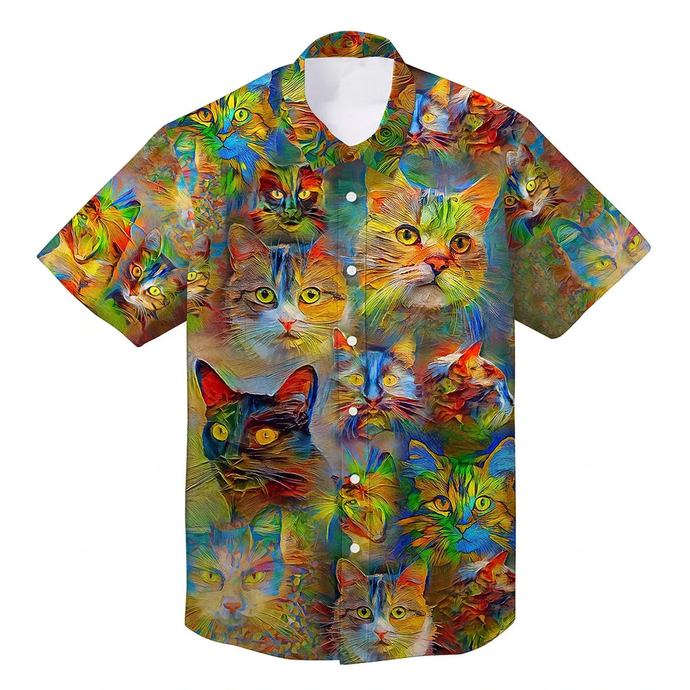Cat Shirt - Meow Colorful Cat Hawaiian Shirt