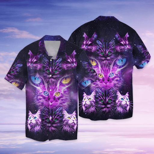 Maine Coon Cat Shirt - Maine Coon Cat Purple Hawaiian Shirt