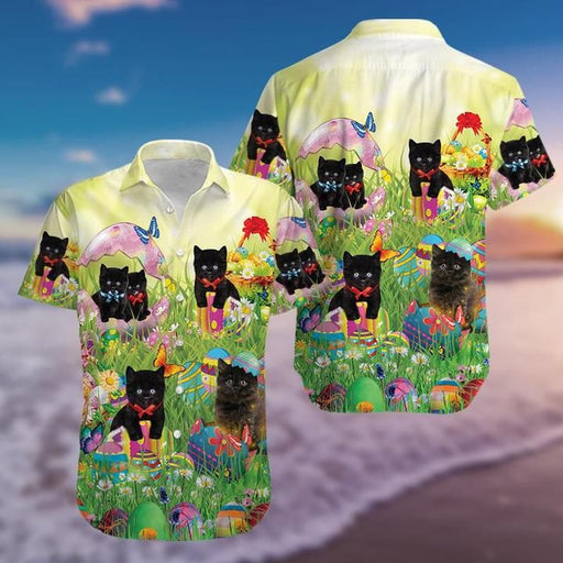 Black Cat Shirt - Black Cat So Cute Happy Easter Hawaiian Shirt