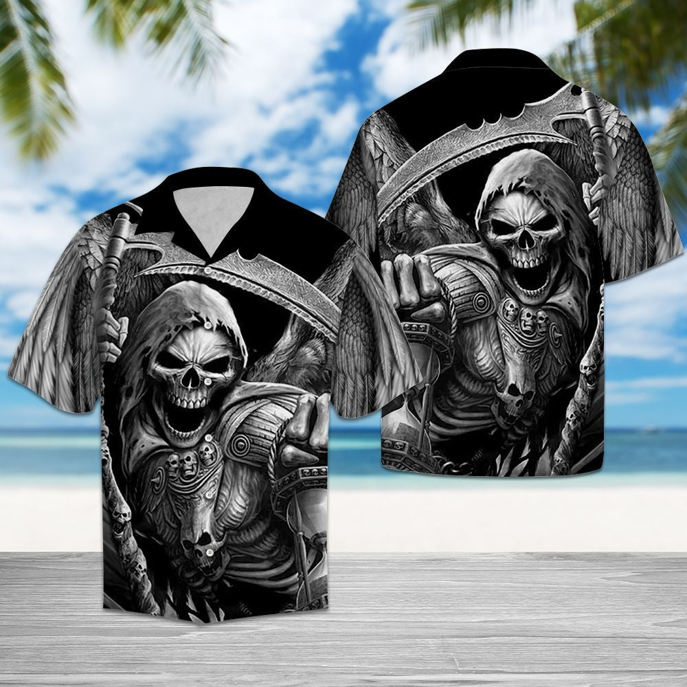 Reaper Skull Art - Skull Unisex Hawaiian Shirt