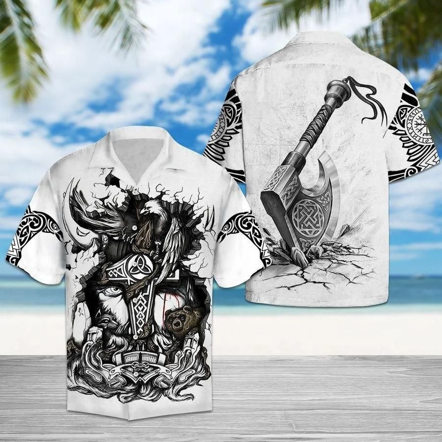 Viking Shirts - Mjölnir With Odin - The Vikings Hawaiian Shirt