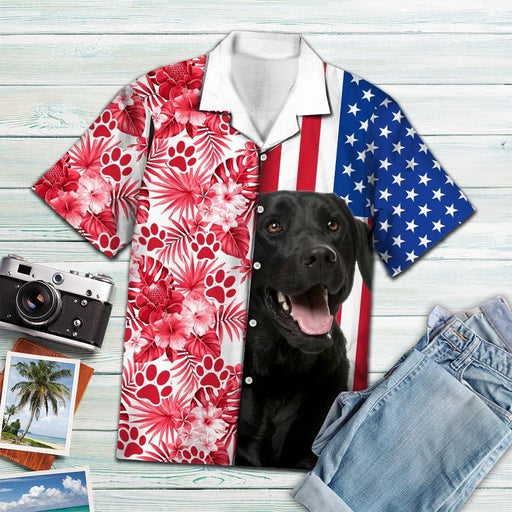 Black Labrador Shirts - Black Labrador Celebrate 4th Of July - Dog Hawaiian Shirt