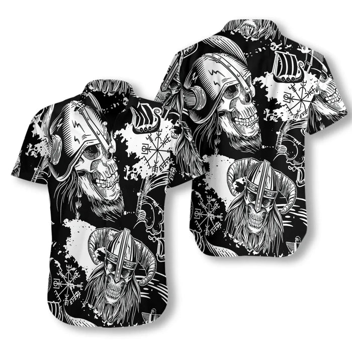 Viking Shirts - The Viking Skull Helmet Pattern Hawaiian Shirt