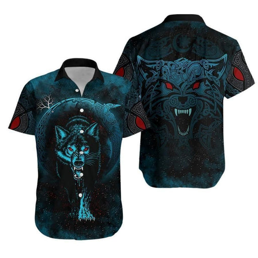 Viking Shirt - Fenrir Wolf Tattoo Viking Hawaiian Shirt