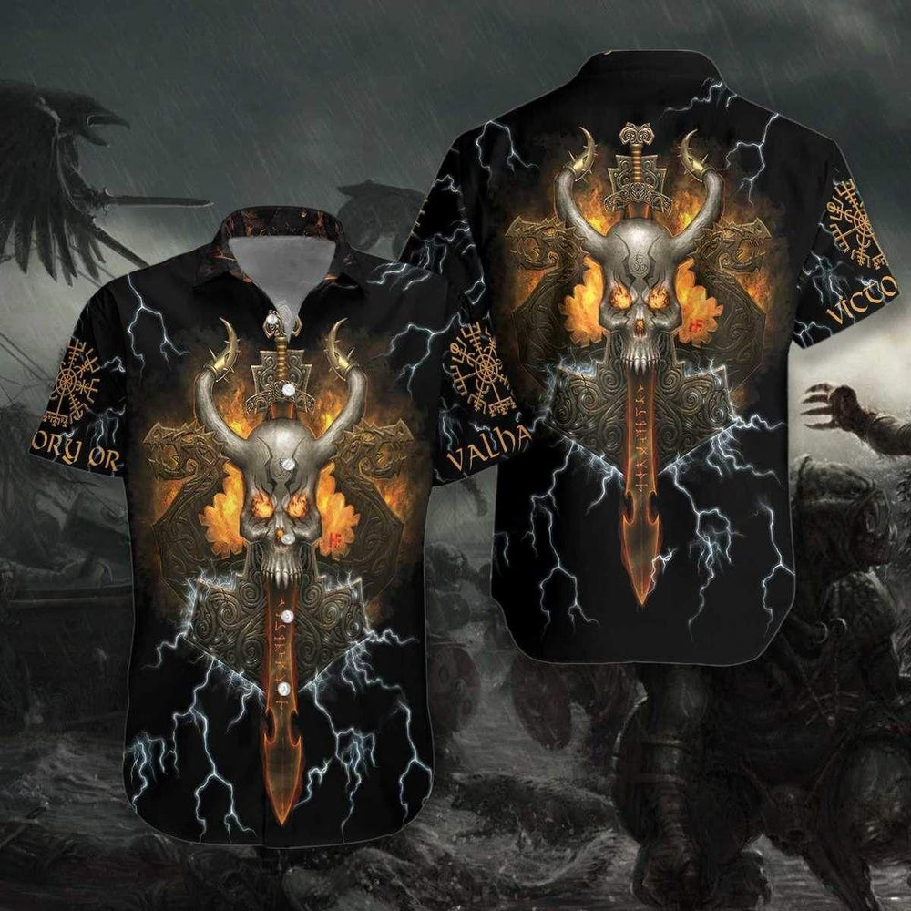 Viking Shirts - Nordic Vikings Skull - Viking Hawaiian Shirt