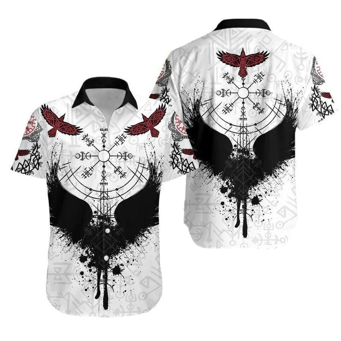 Viking Shirts - Raven Of Odin Fascinating Real Viking Vegvisir - Viking Hawaiian Shirt