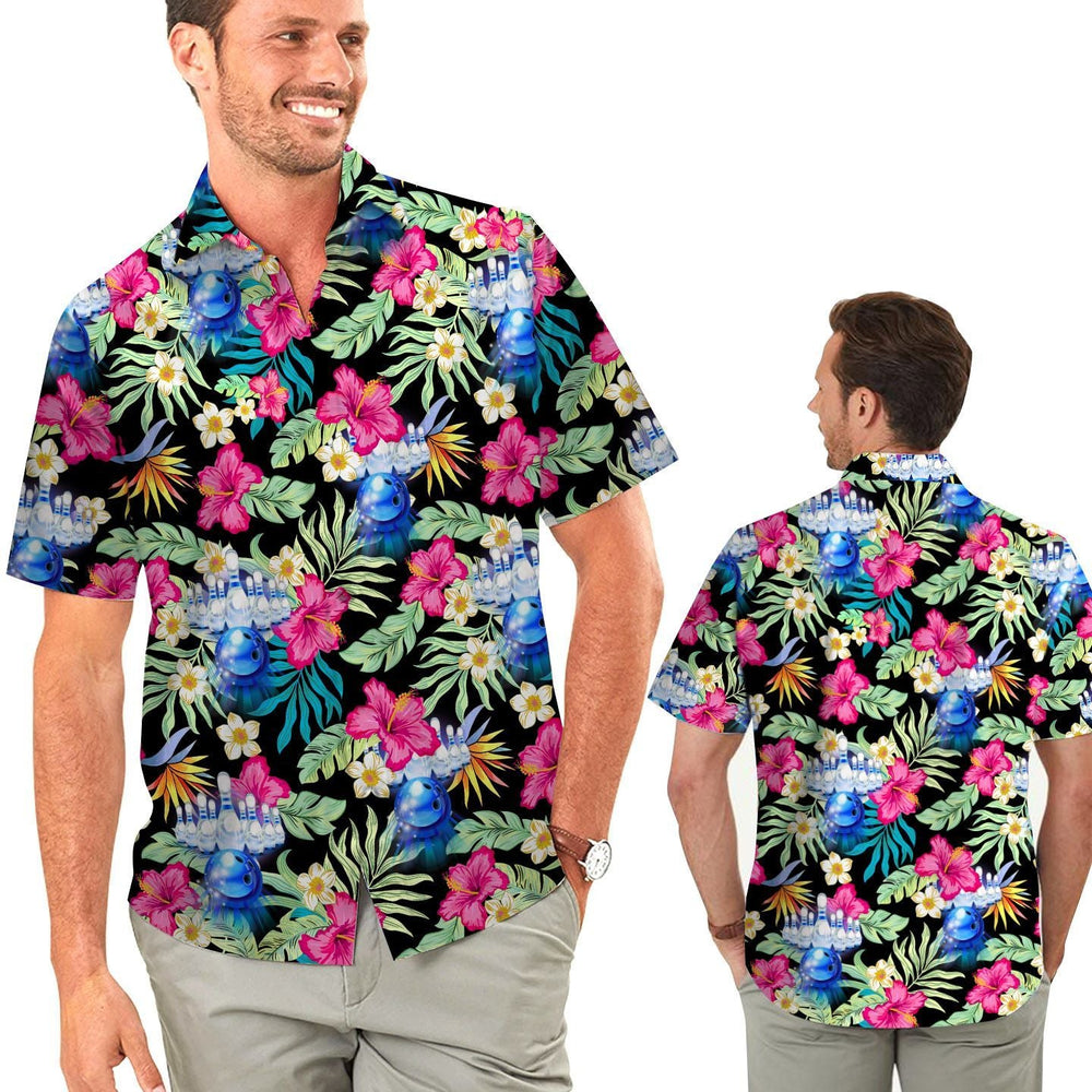 Unique Bowling Shirts - Tropical Hibiscus Bowling Center In Summer - Bowling Hawaiian Shirt