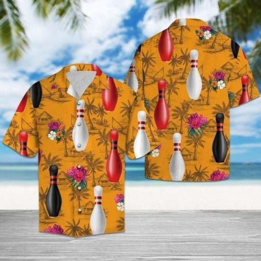 Unique Bowling Shirts - Orange Bowling Pin Unisex Hawaiian Shirt