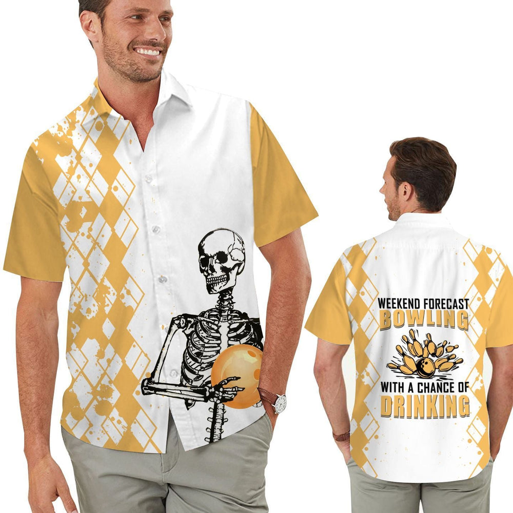 Unique Bowling Shirts - Weekend Forecast Bowling With A Chance Of Drinking Hawaiian Shirt