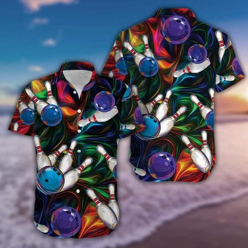 Unique Bowling Shirts - Amazing Colorful Light Bowling Hawaiian Shirt