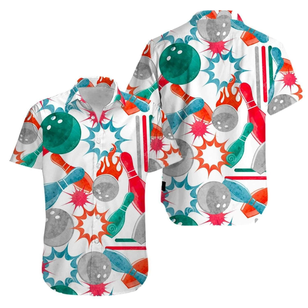 Unique Bowling Shirts - Retro Bowling Strike Green Pink Unisex Hawaiian Shirt