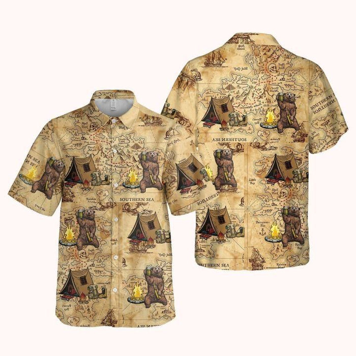 Beer Shirts - Camping Bear Beer Hawaiian Shirt