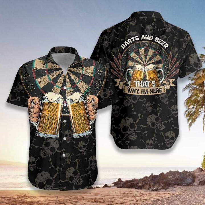 Beer Shirts - Darts And Beer That's Why I'm Here Beer Hawaiian Shirt