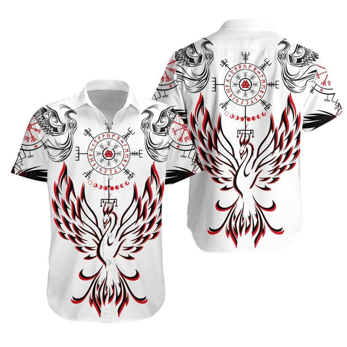 Viking Shirts - Nordic Viking Phoenix Vegvisir - Viking Hawaiian Shirt