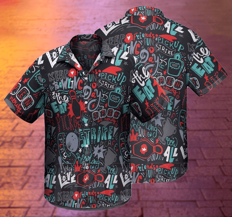 Unique Bowling Shirts - Bowling Pin And Strike Hawaiian Shirt