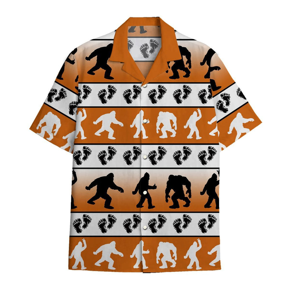 Dancing With The Star Orange & White Bigfoot Pattern - Bigfoot Hawaiian Shirt